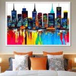 Abstract Bustling City Building Landscape Posters Colorful Watercolor Graffiti Water Surface Ship Art Canvas Painting Home Decor - Image 2