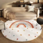 Cream Style Bedroom Decor Round Carpet Fluffy Soft Lounge Rug Modern Simple Carpets for Living Room Washable Plush Cloakroom Mat - Image 4