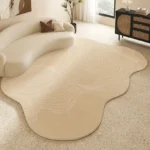 Cream Style Living Room Decoration Solid Carpet Fluffy Soft Rugs for Bedroom Irregular Shape Plush Floor Mat Thick Cloakroom Rug - Image 2