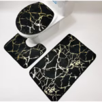 3pcs Set Flannel Carpet Bathroom Floor Pat Toilet Stripe Printing Anti Slip Wear-resistant Mats Bathroom Shower Rugs Toilet Mat - Image 2