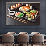 Japanese Cuisine Poster Salmon Sushi Cheese Spice Art Wall Painting Printing Canvas Painting Restaurant Background Kitchen Decor - Image 5