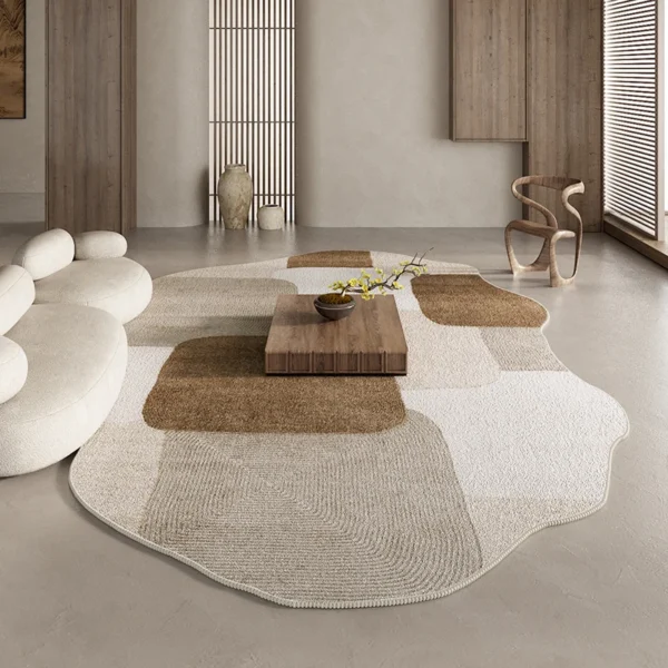 American Retro Rugs for Bedroom Fluffy Soft Brown Plush Rug Irregular Living Room Decoration Carpet Large Area Thicken Floor Mat