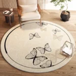 Cream Style Bedroom Decor Round Carpet Butterfly Pattern Carpets for Living Room Thicken Plush Bedside Mat Fluffy Soft Study Rug - Image 4