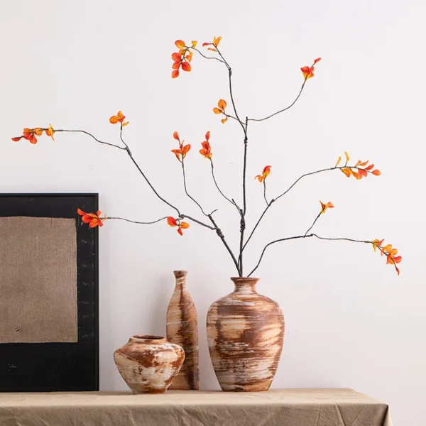 OasinRustic Ceramic Vase Textured Pottery Centerpieces Kitchen Bathroom Mantel Bedroom Living Room Home Decoration Objects