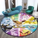 MINISO Elf Pokémon printed round carpet game soft floor mat home living room bedroom room decoration non-slip and anti-fading - Image 2