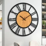 3D Large Wall Clocks Nordic Roman Numerals Retro Round Wood Metal Iron Accurate Silent Hanging Ornament Living Room Decoration - Image 5
