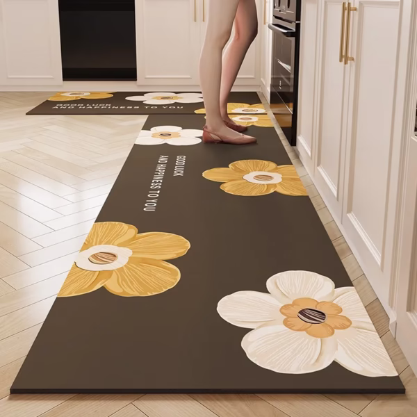 Kitchen Floor Mat Pvc Leather Non-slip Foot Mats Waterproof Oil-proof Home Decoration Flower Rug 주방바닥매트 Tappeto Cucina 주방매트 Pvc