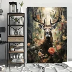 Forest Animals Butterfly Bat Plants Flowers Canvas Wall Art Nature Painting Decor Vintage Dark Skeleton Pumpkin Halloween Poster - Image 4
