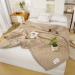 Japanese-style Plaid Summer Blanket 100% Cotton Skin Friendly Quilted Queen Quilt 220*240 Breathable King Size Duvet Comforter - Image 3