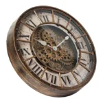 46cm Wall Clock with Moving Gears Oversized Large Industrial Steampunk Wall Clock Antique Gold Metal Roman Numeral Wall Clocks - Image 3
