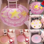 Bedroom decor pink Magic Star Array carpet Living Room balcony non-slip floormats Cartoon circular bedside area carpets rugs