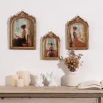 Antique Arch Shaped Photo Frame Gold Color Carved Embossed Resin Picture Frame Holder Wall Hanging Home Table Decoration Crafts - Image 2