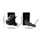 1Pc Gothic Dragon Bookends, 3D Horror Dragon Decorative Bookends Resin Dragon Bookends Creative Sculpture Bookends - Image 5