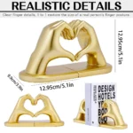 Golden Decorative Bookends for Shelves Heart Hands Book Ends Sculpture Aesthetic Decor for Bedroom Living Room Apartment Bookshe - Image 4