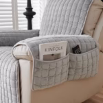 1Seater Recliner Sofa Covers Flannel Plush Armchair Slipcovers with Pockets Relax Recliners Sofa Mat Chair Cover Home - Image 4