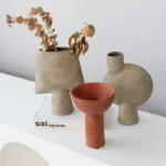 Wabi-sabi Style Pure Handmade Pottery Abstract Geometric Flower Utensils Modern Minimalist Art Vase Ornaments B&B Model Room - Image 5
