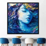 Dreamy Blue Texture Female Portrait Art Poster Print Abstract Aesthetic Graffiti Girl Portrait Canvas Painting Wall Home Decor