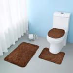 3pcs/Set Solid Color Simple Bathroom Water-absorbing and Non-slip Floor Mat Stone Pattern, Comfortable and Soft, Three-piece Set - Image 2
