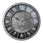 46cm Wall Clock with Moving Gears Oversized Large Industrial Steampunk Wall Clock Antique Gold Metal Roman Numeral Wall Clocks - Image 5