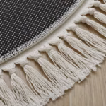 Round Fluffy Carpet For Living Room With Tassels,White Hairy Nursery Play Mat For Children,Soft Plush Bedroom Rugs For Kids - Image 2