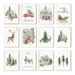 Painting Wall Art Christmas Farmhouse Pictures Forest Deer Woodland Posters and Prints Winter Canvas Painting Home Decor - Image 2