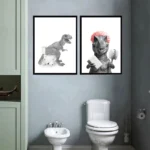 Cat Giraffe Dog Elephant Toilet Paper Bathtub Funny Bathroom Poster Print Canvas Painting Wall Art Shower Room Home Decoration - Image 5