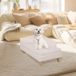 Elevated Pet Bed,Nordic Pet Stool Bed with Cozy Pad Waterproof,Pet Sofa Bed with Sturdy Wood Legs for Small Dog Kitten - Image 2