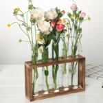 1 Set Creative Hydroponic Plants Container With Wood Frame Transparent Glass Test Tube Vase Bonsai Home Desktop Decor Crafts - Image 6