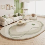 Soft Fluffy Green Area Rugs - Irregular Shape for Cozy Rooms - Image 3