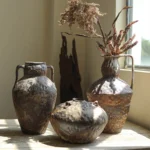 Jingdezhen Ceramic Vase Rough Pottery Flower Arrangement Retro Nostalgia Handmade Wabi-Sabi Style Zen Arrangement Rough Pottery