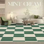 Elegant Vintage Green Washable Area Rug for Living Spaces