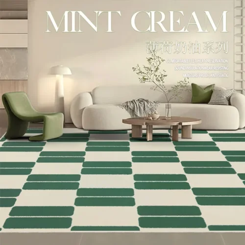 Light Luxury Carpets for Living Room Large Area Bedroom Decor Bedside Carpet Home Vintage Green Floor Mat Washable Lounge Rug