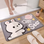 Cute Cartoon Rabbit Bath Mat Set High Quality Flocking Bathroom Non-slip Absorbent Bathroom Rug Shower Room Door Mat Carpet - Image 5