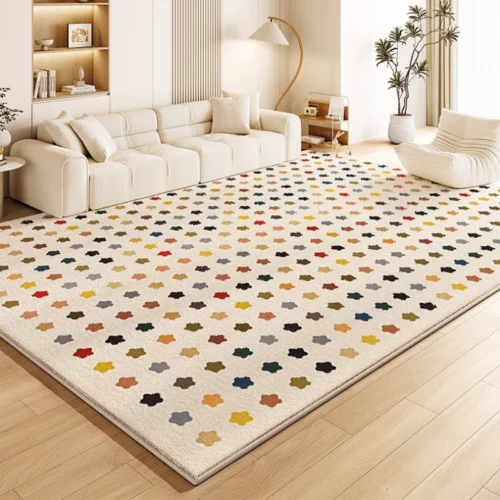 Cozy Cream Plush Rug for Kids - Soft Fluffy Area Mat