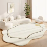 Cream Style Rugs for Bedroom Fluffy Soft Study Floor Mat Irregular Shapes Living Room Decoration Carpet Thicked Plush Lounge Rug - Image 3