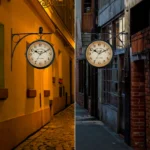 Double Sided Train Station Waterproof Wall Clock For Garden Retro Wrought Iron Metal Wall Clock Silent Indoor Outdoor Decoration - Image 2