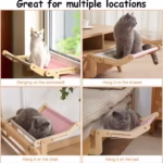 Cat hammock with pet window, Cat hanging hammock with detachable balcony, wooden stand, indoor turndown bed, pet nest - Image 2