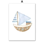 Sailboat Lighthouse Fish Nautical Nursery Posters And Prints Canvas Painting Nordic Wall Art Pictures Baby Kids Room Home Decor - Image 4