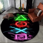 Game Controller Round Area Rug Cartoon Gamer Circle Carpet Rug for Living Room Children's Bedroom Sofa Decor Non-slip Floor Mat - Image 2