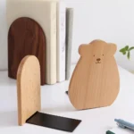 Nature Wooden Bookends Desktop Bookshelf Desk Organizer Office Home Book Accessories Storage Book Holder Wood Book Ends - Image 6