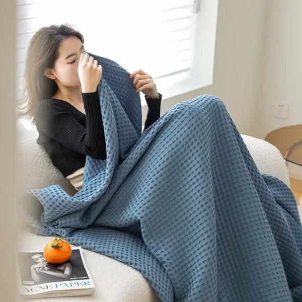 Waffle Cotton Gauze Towel Quilt Cotton Office Sofas Cover Blanket