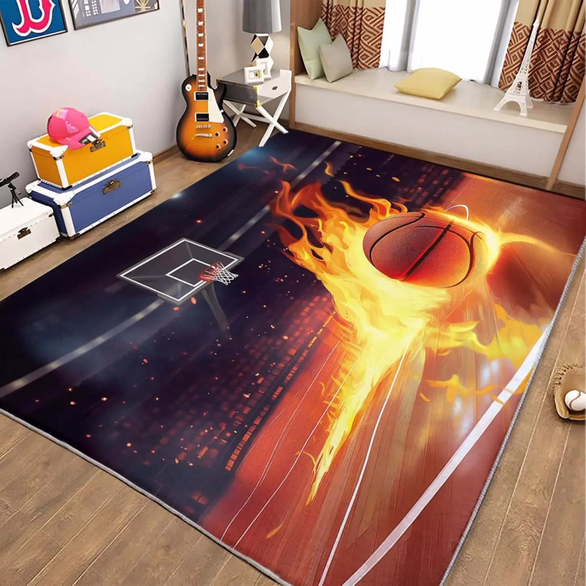 VIKAMA 3D Visual Ball Field Living Room Carpet Home Sports Style Bedroom Bedside Rug Non-Slip Dirt Repellent Manageability - Image 2