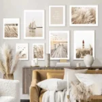 Beige Flower Grass Scenery Wall Art Pictures Canvas Painting Bohemia Beach Landscape Posters Prints Nordic Modern Home Decor - Image 4