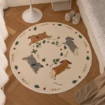 Living Room Carpet Cartoon Rabbits Printed Fluffy Large Area Round Children Bedroom Rug Home Decoration Cute Cloakroom Mat - Image 2