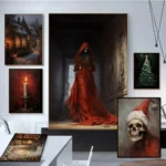 Gothic Horror Christmas Canvas Print Dark Aesthetic Art Posters Painting Winter Christmas Night Landscape Living Room Home Decor - Image 3