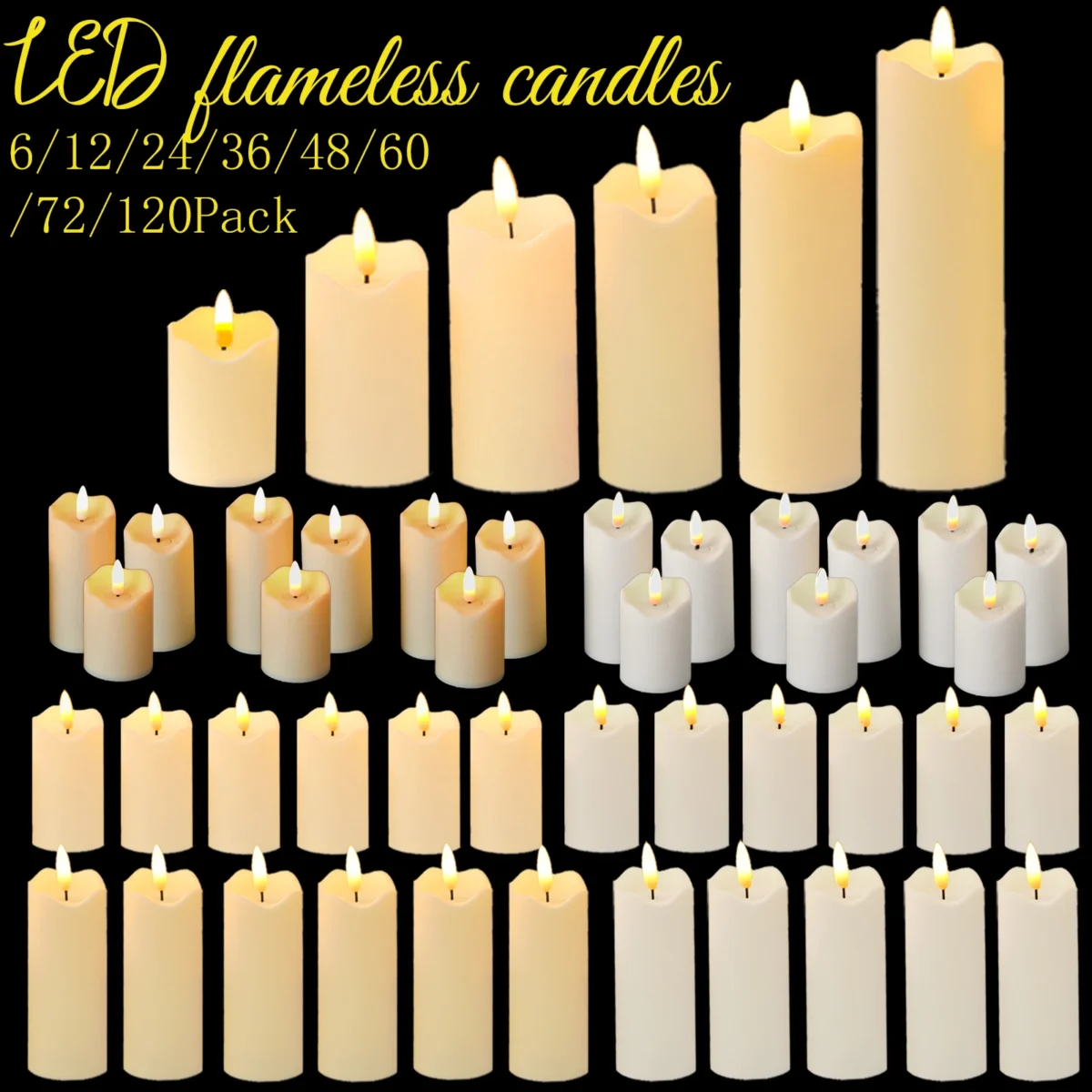6-120Sets Flameless Candles LED Candles Battery Operated Christmas electronic candles Wedding Party Decor Waterproof Church - Image 1