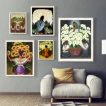 Mexican Traditional Belief Virgin Mary Calla Lily Female Image Art Posters Abstract Retro Figure Oil Painting Living Room Decor