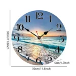 Beach Blue Wall Clocks Non Ticking Vintage Rustic Coastal Clock for Girl Boy Bedroom Bathroom Kitchen Living Room Office - Image 6
