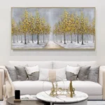 Abstract Golden Rich Tree Poster Canvas Painting Gold Flower Wall Art Pictures for Living Room Cuadros Home Decor No Frame - Image 5