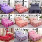 Ruffle Skirt Bedspread Home Textile Printed Bed Skirt Bedroom Coverlets Bedspreads Sheets Dust Cover Bedding 3PCS/Set - Image 3